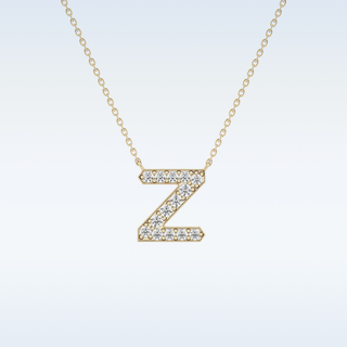 Customized Z Shaped Moissanite Necklace –  0.28 CT Round Cut in 14K/18K Gold
