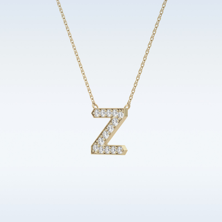 Customized Z Shaped Moissanite Necklace –  0.28 CT Round Cut in 14K/18K Gold
