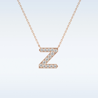 Customized Z Shaped Moissanite Necklace –  0.28 CT Round Cut in 14K/18K Gold