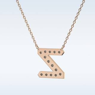 Customized Z Shaped Moissanite Necklace –  0.28 CT Round Cut in 14K/18K Gold