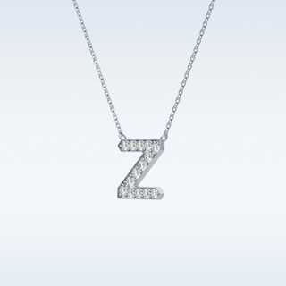Customized Z Shaped Moissanite Necklace –  0.28 CT Round Cut in 14K/18K Gold