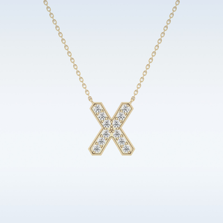 Customized X Shaped Moissanite Necklace –  0.31 CT Round Cut in 14K/18K Gold