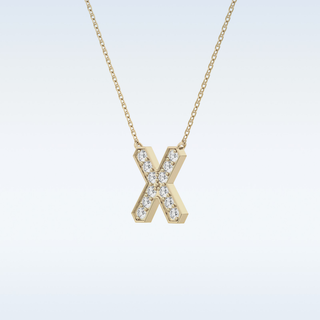 Customized X Shaped Moissanite Necklace –  0.31 CT Round Cut in 14K/18K Gold