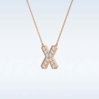 Customized X Shaped Moissanite Necklace –  0.31 CT Round Cut in 14K/18K Gold