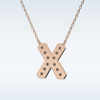 Customized X Shaped Moissanite Necklace –  0.31 CT Round Cut in 14K/18K Gold