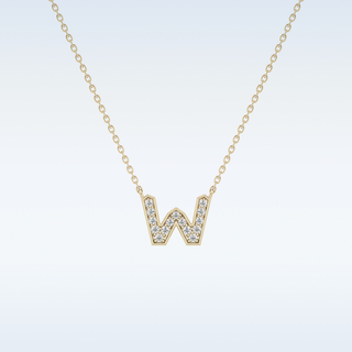 Customized W Shaped Moissanite Necklace –  0.8 CT Round Cut in 14K/18K Gold