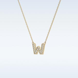 Customized W Shaped Moissanite Necklace –  0.8 CT Round Cut in 14K/18K Gold