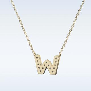 Customized W Shaped Moissanite Necklace –  0.8 CT Round Cut in 14K/18K Gold