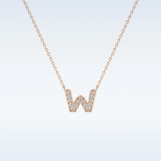 Customized W Shaped Moissanite Necklace –  0.8 CT Round Cut in 14K/18K Gold