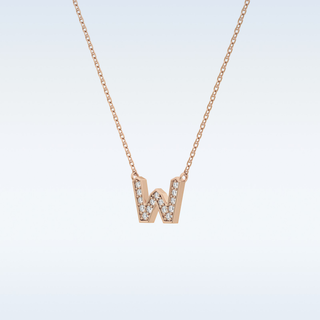 Customized W Shaped Moissanite Necklace –  0.8 CT Round Cut in 14K/18K Gold