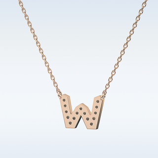 Customized W Shaped Moissanite Necklace –  0.8 CT Round Cut in 14K/18K Gold