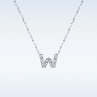 Customized W Shaped Moissanite Necklace –  0.8 CT Round Cut in 14K/18K Gold