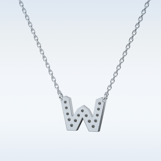 Customized W Shaped Moissanite Necklace –  0.8 CT Round Cut in 14K/18K Gold