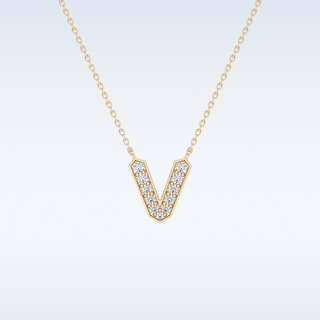 Customized V Shaped Moissanite Necklace –  0.17 CT Round Cut in 14K/18K Gold