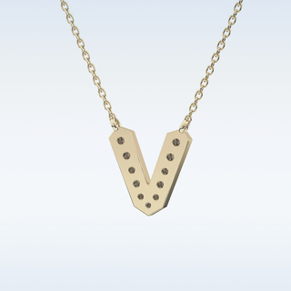 Customized V Shaped Moissanite Necklace –  0.17 CT Round Cut in 14K/18K Gold