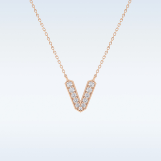 Customized V Shaped Moissanite Necklace –  0.17 CT Round Cut in 14K/18K Gold