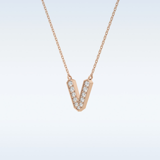Customized V Shaped Moissanite Necklace –  0.17 CT Round Cut in 14K/18K Gold