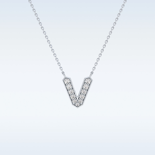 Customized V Shaped Moissanite Necklace –  0.17 CT Round Cut in 14K/18K Gold