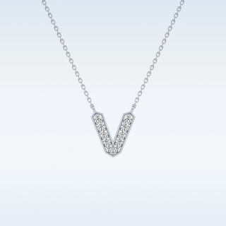 Customized V Shaped Moissanite Necklace –  0.17 CT Round Cut in 14K/18K Gold
