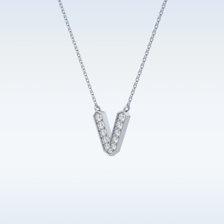 Customized V Shaped Moissanite Necklace –  0.17 CT Round Cut in 14K/18K Gold