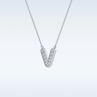 Customized V Shaped Moissanite Necklace –  0.17 CT Round Cut in 14K/18K Gold