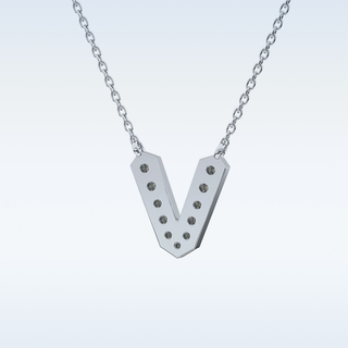 Customized V Shaped Moissanite Necklace –  0.17 CT Round Cut in 14K/18K Gold
