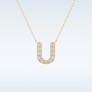 Customized U Shaped Moissanite Necklace –  0.26 CT Round Cut in 14K/18K Gold