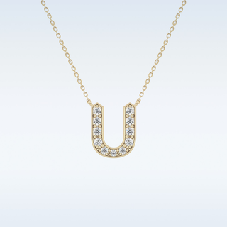 Customized U Shaped Moissanite Necklace –  0.26 CT Round Cut in 14K/18K Gold