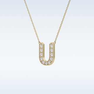 Customized U Shaped Moissanite Necklace –  0.26 CT Round Cut in 14K/18K Gold