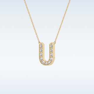 Customized U Shaped Moissanite Necklace –  0.26 CT Round Cut in 14K/18K Gold
