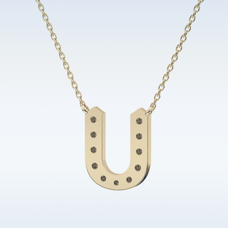 Customized U Shaped Moissanite Necklace –  0.26 CT Round Cut in 14K/18K Gold