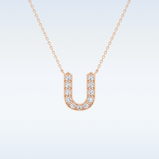 Customized U Shaped Moissanite Necklace –  0.26 CT Round Cut in 14K/18K Gold