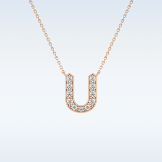 Customized U Shaped Moissanite Necklace –  0.26 CT Round Cut in 14K/18K Gold