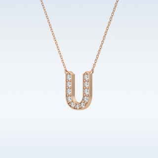 Customized U Shaped Moissanite Necklace –  0.26 CT Round Cut in 14K/18K Gold