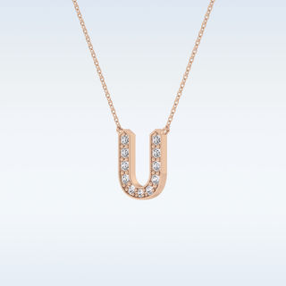 Customized U Shaped Moissanite Necklace –  0.26 CT Round Cut in 14K/18K Gold