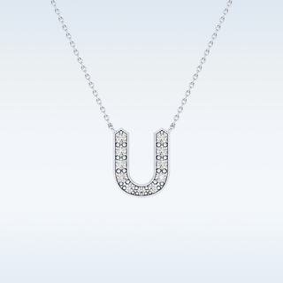 Customized U Shaped Moissanite Necklace –  0.26 CT Round Cut in 14K/18K Gold