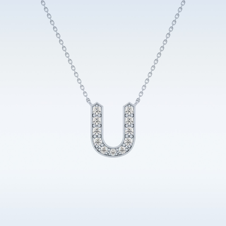 Customized U Shaped Moissanite Necklace –  0.26 CT Round Cut in 14K/18K Gold