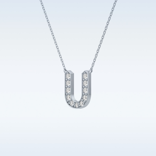 Customized U Shaped Moissanite Necklace –  0.26 CT Round Cut in 14K/18K Gold