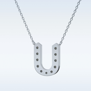 Customized U Shaped Moissanite Necklace –  0.26 CT Round Cut in 14K/18K Gold