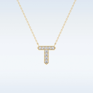 Customized T Shaped Moissanite Necklace –  0.17 CT Round Cut in 14K/18K Gold