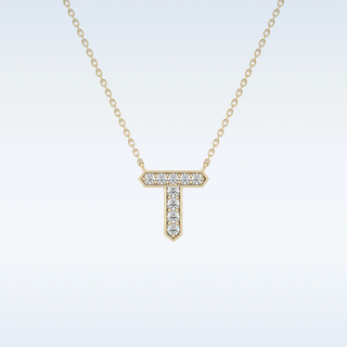 Customized T Shaped Moissanite Necklace –  0.17 CT Round Cut in 14K/18K Gold