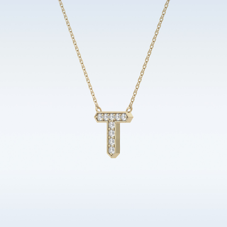 Customized T Shaped Moissanite Necklace –  0.17 CT Round Cut in 14K/18K Gold