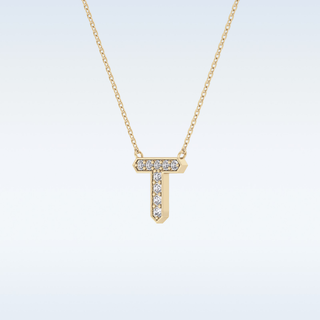 Customized T Shaped Moissanite Necklace –  0.17 CT Round Cut in 14K/18K Gold