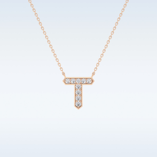 Customized T Shaped Moissanite Necklace –  0.17 CT Round Cut in 14K/18K Gold