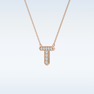 Customized T Shaped Moissanite Necklace –  0.17 CT Round Cut in 14K/18K Gold