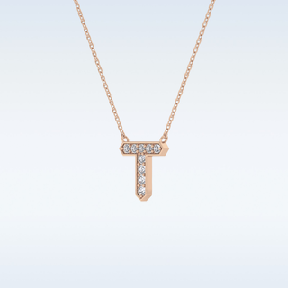 Customized T Shaped Moissanite Necklace –  0.17 CT Round Cut in 14K/18K Gold