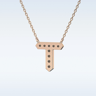 Customized T Shaped Moissanite Necklace –  0.17 CT Round Cut in 14K/18K Gold