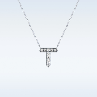 Customized T Shaped Moissanite Necklace –  0.17 CT Round Cut in 14K/18K Gold