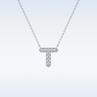 Customized T Shaped Moissanite Necklace –  0.17 CT Round Cut in 14K/18K Gold
