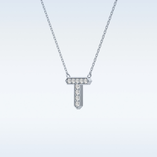Customized T Shaped Moissanite Necklace –  0.17 CT Round Cut in 14K/18K Gold